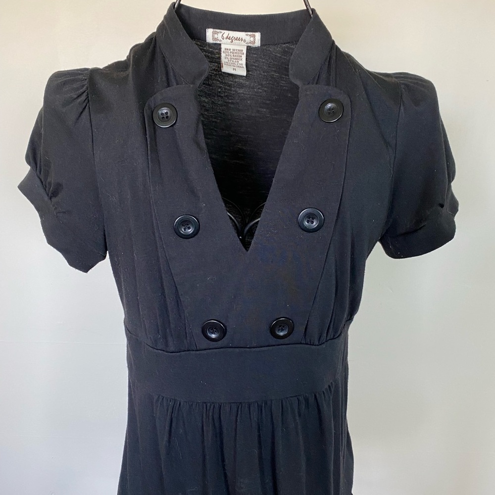 6 Degrees Black V-Neck Short Sleeve Dress